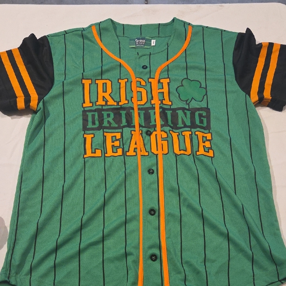 Irish Drinking League Green & Black Pinstripe Jersey